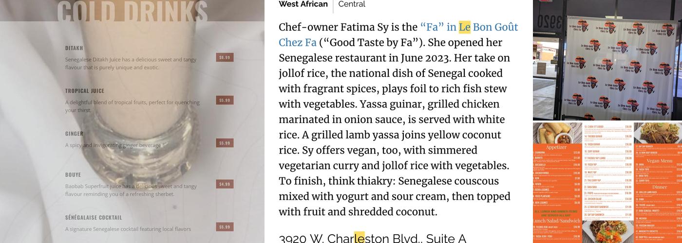 Le Bon Goût Chez Fa Menu