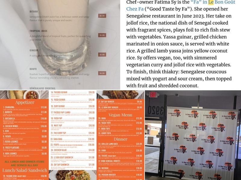 Le Bon Goût Chez Fa Menu