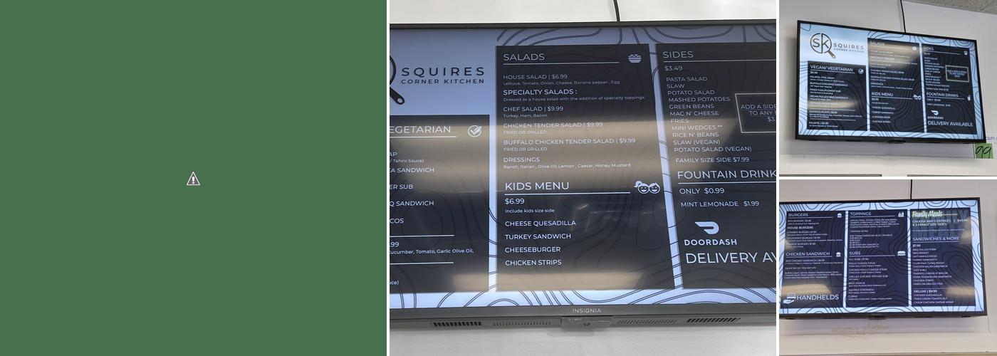 Squires Corner Kitchen Menu