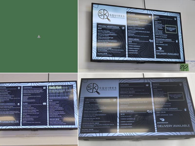 Squires Corner Kitchen Menu