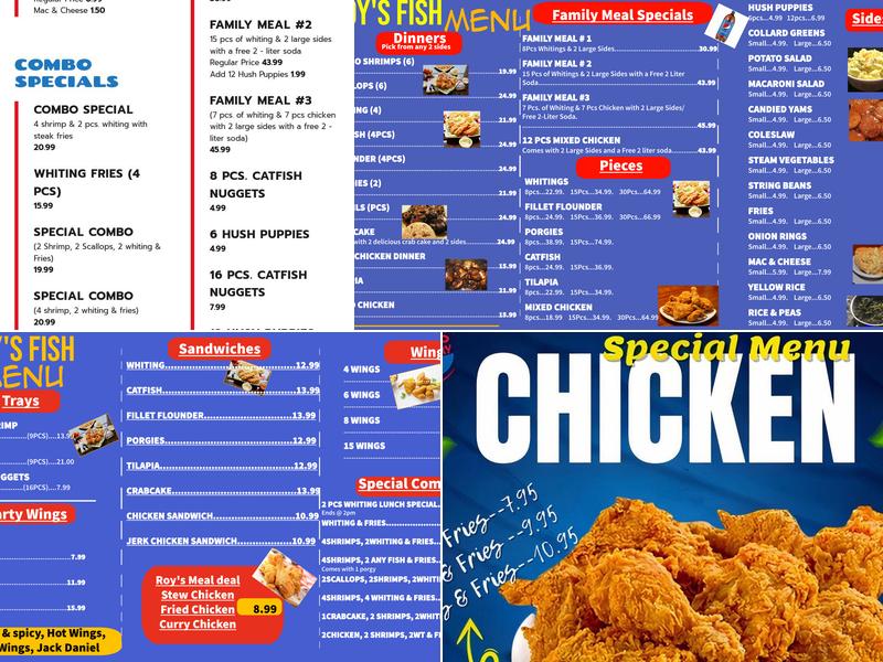 Roys Fish Linden Menu