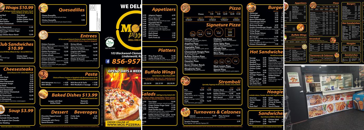 Mo’s Pizzeria Menu