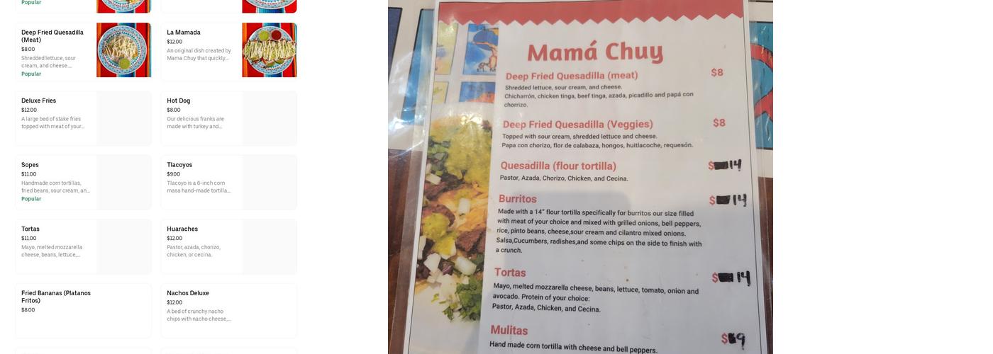 Mama Chuy Menu