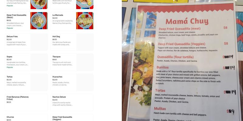 Mama Chuy Menu