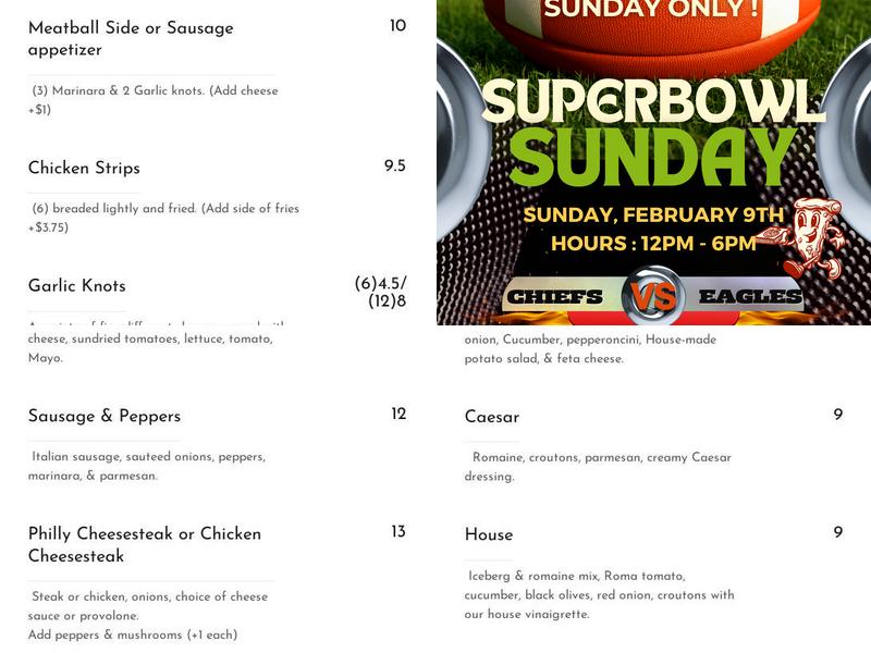 Bella Roma Pizza Menu