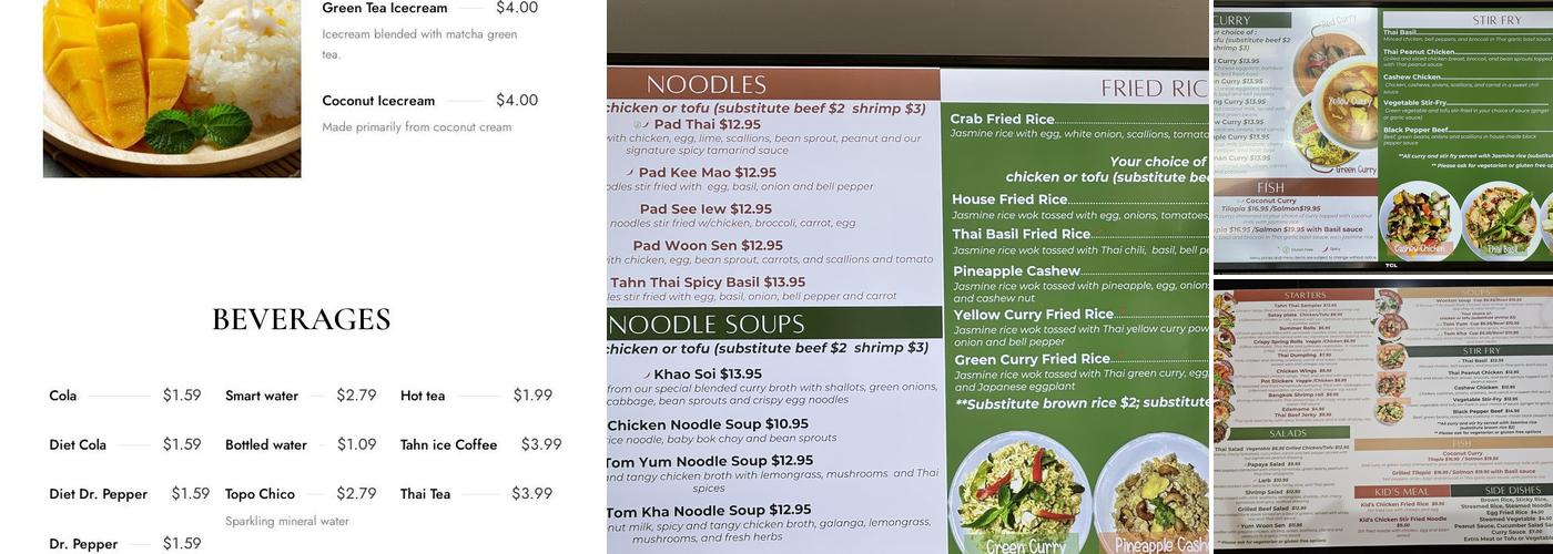 Tahn Thai Menu