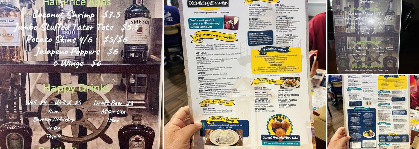 Dixie Belle's Grill and Bar Menu