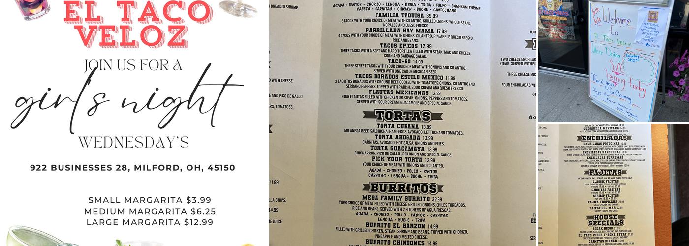 El Taco Veloz Milford Menu