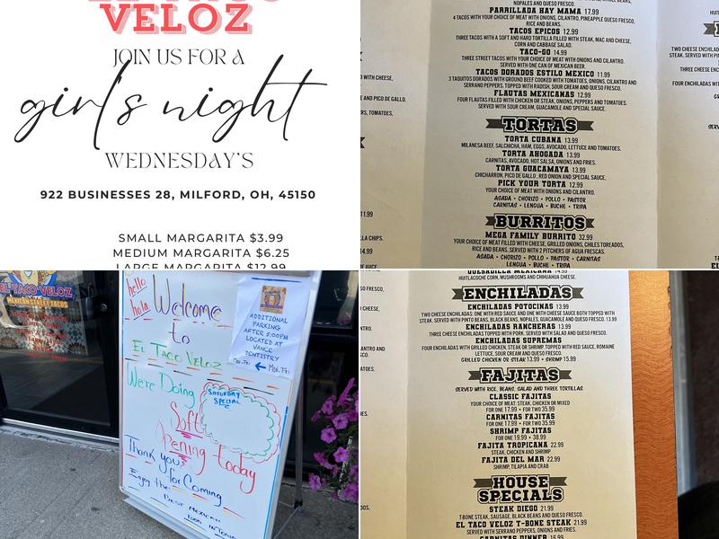 El Taco Veloz Milford Menu