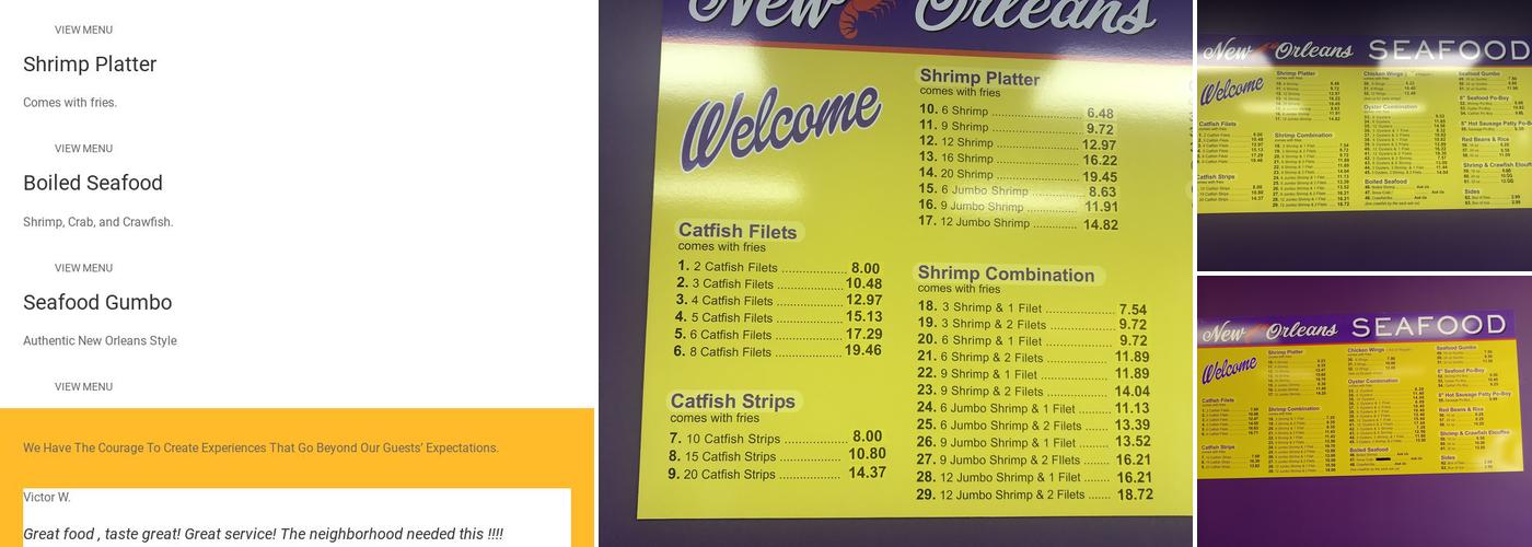 New Orleans Seafood Menu