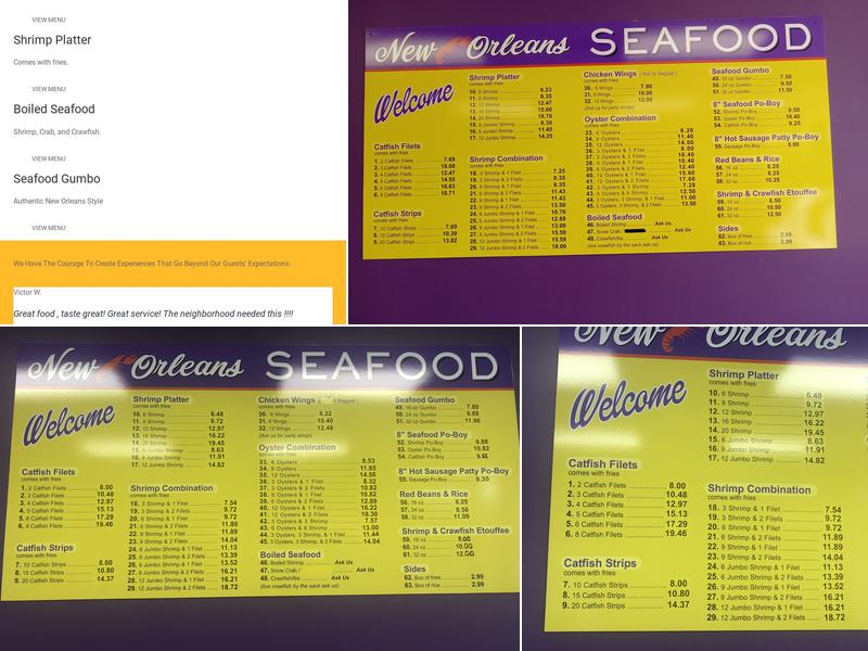 New Orleans Seafood Menu