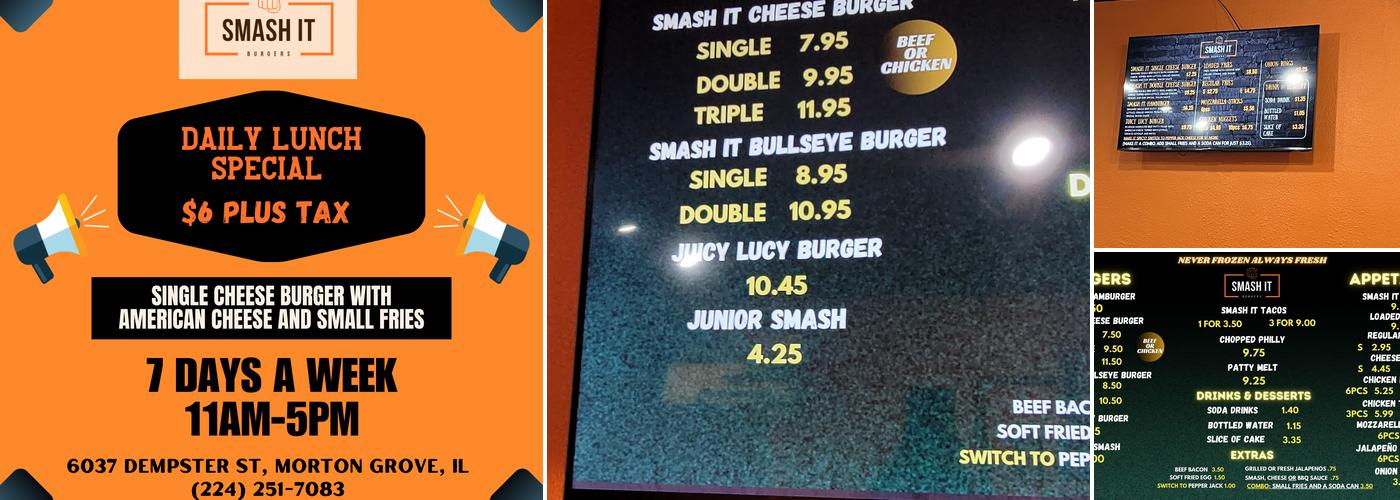 Smash IT Burgers Menu