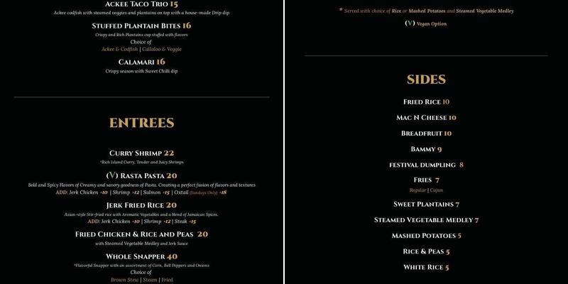 Drips Restaurant and Lounge Menu