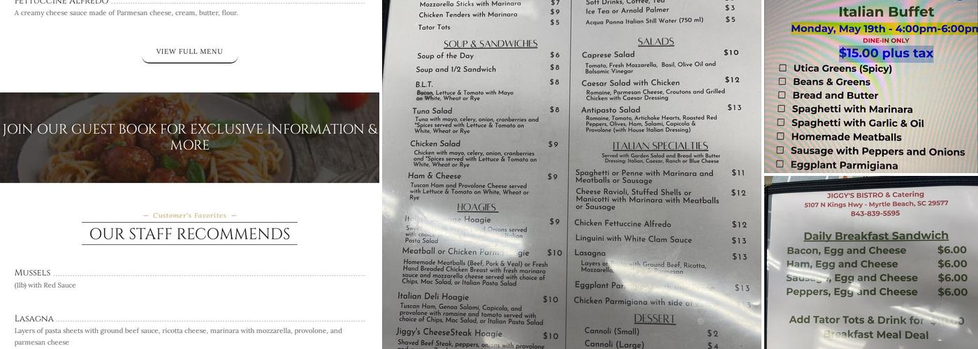 Jiggy's Bistro & CIAO Catering LLC Menu