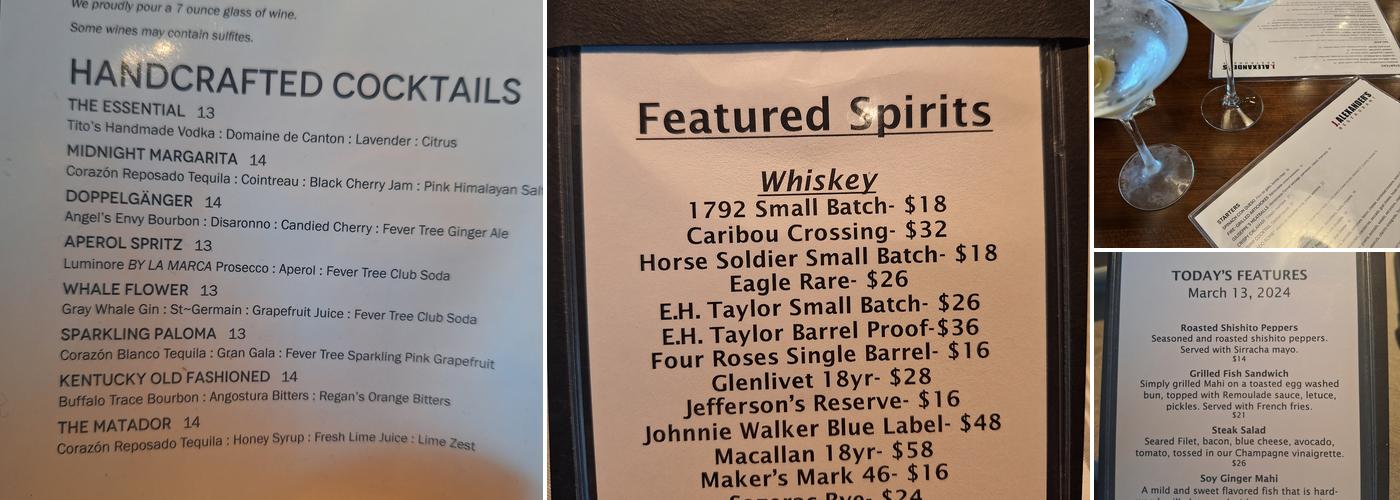 J. Alexander's Restaurant Menu