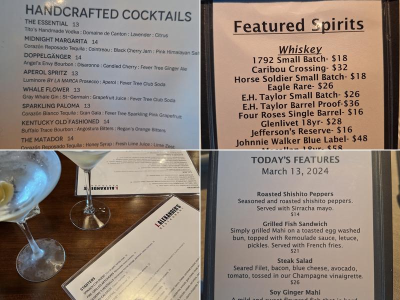 J. Alexander's Restaurant Menu