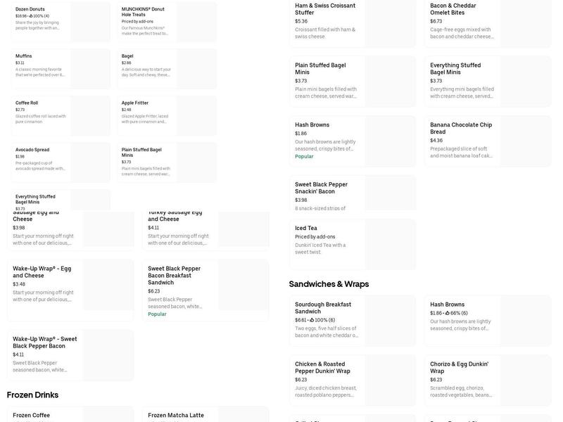 Dunkin' Menu