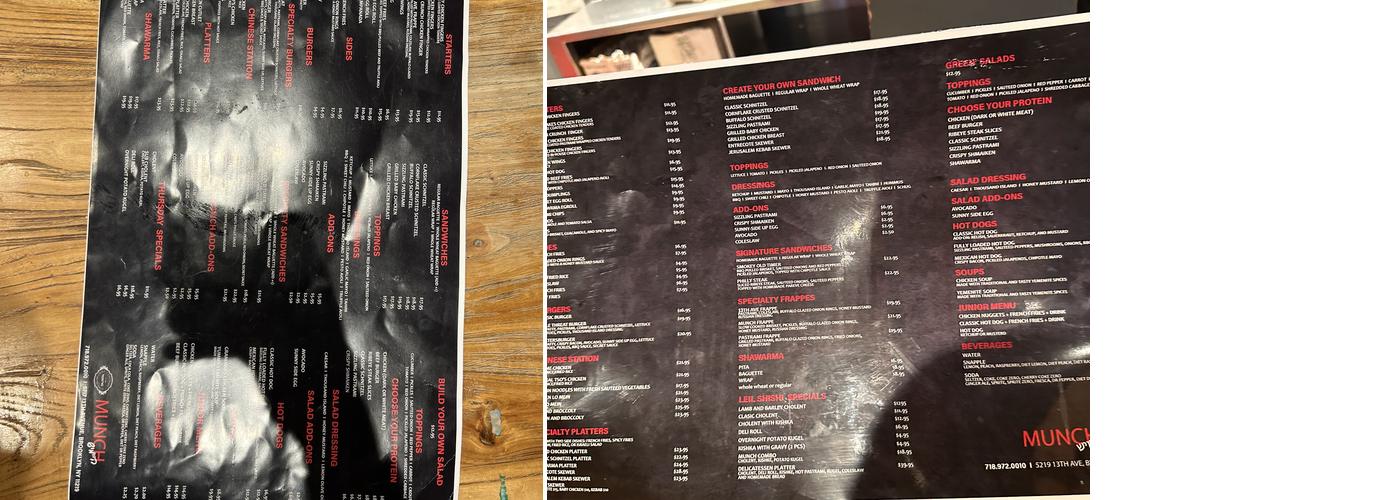 munch heimish Menu
