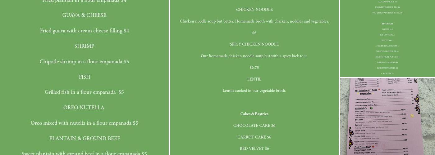 Coco's Empanadas Menu