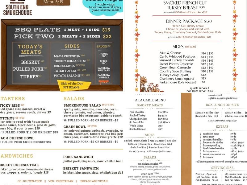 South End Smokehouse Menu