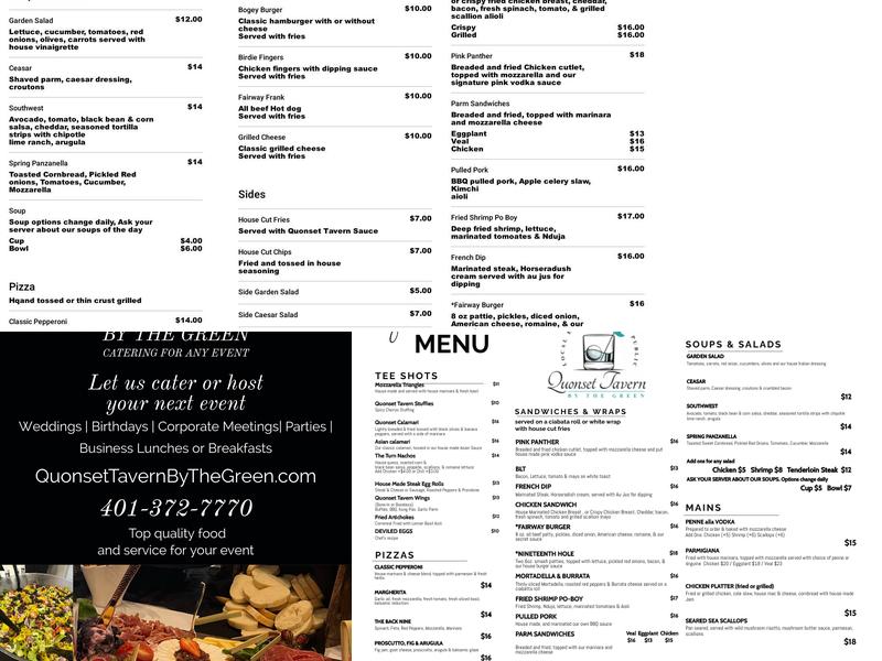 Quonset Tavern By The Green Menu