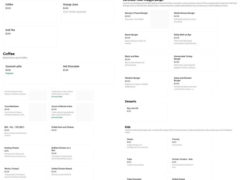 Waffle Donut Wagon Menu