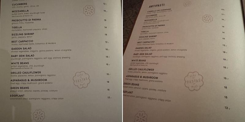 Gioia Menu