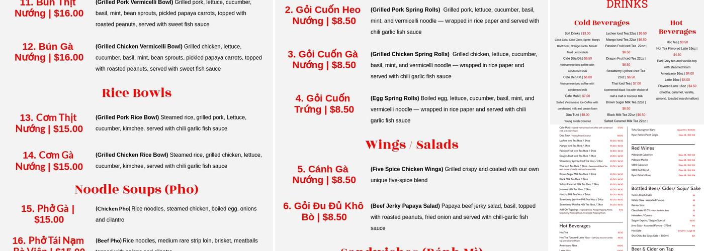 La Cà Café Menu