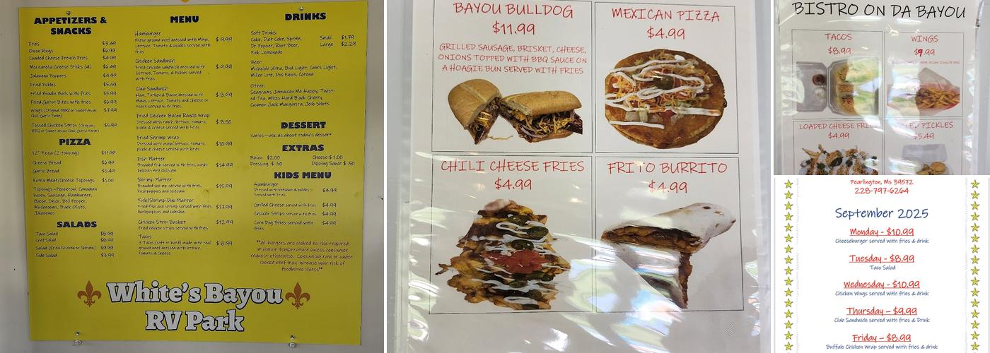 Bistro On Da Bayou Menu
