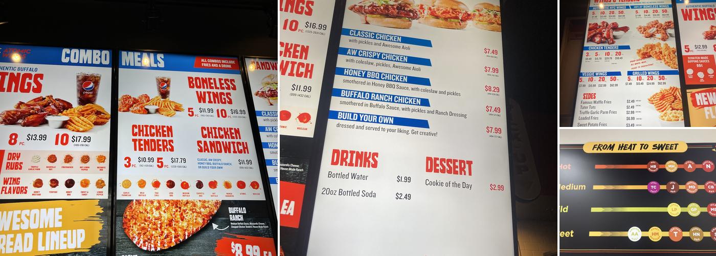 Atomic Wings Plano Menu