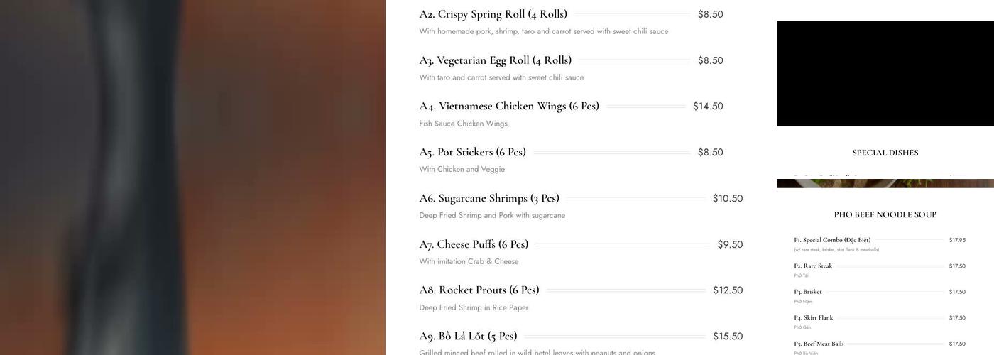 Pho Bar 405 Menu