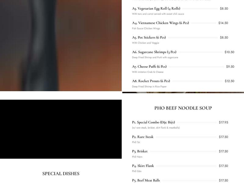 Pho Bar 405 Menu