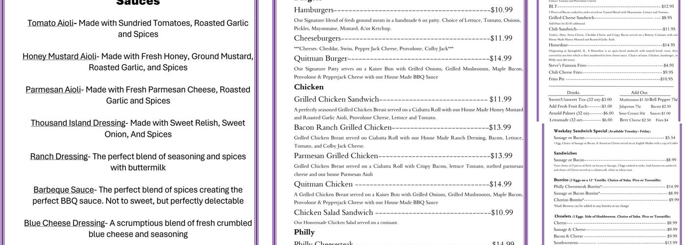 Rockin S & S Grill Menu