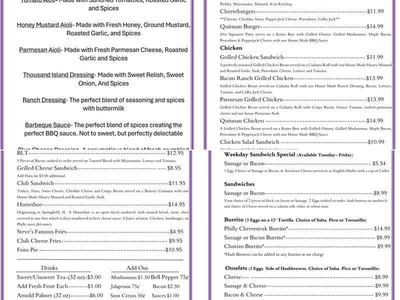 Rockin S & S Grill Menu