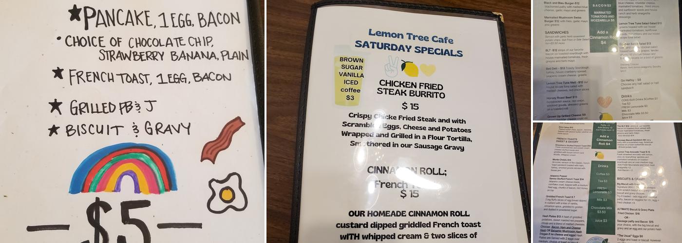 Lemon Tree Cafe Menu