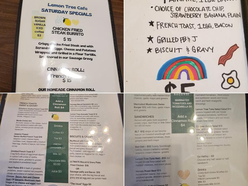 Lemon Tree Cafe Menu