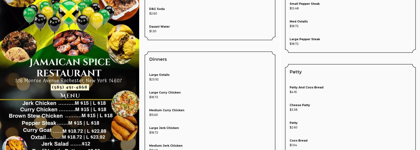 Jamaican Spice Menu