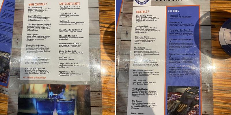 The Local Draught House Menu