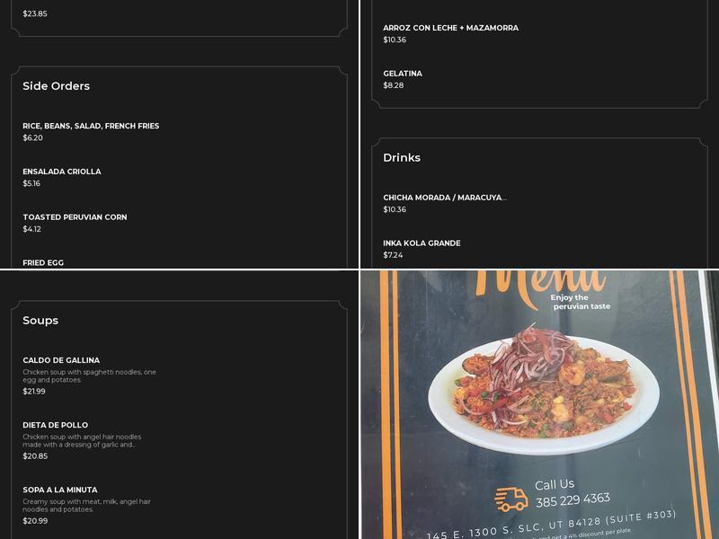 Wild Peru Restaurant Menu