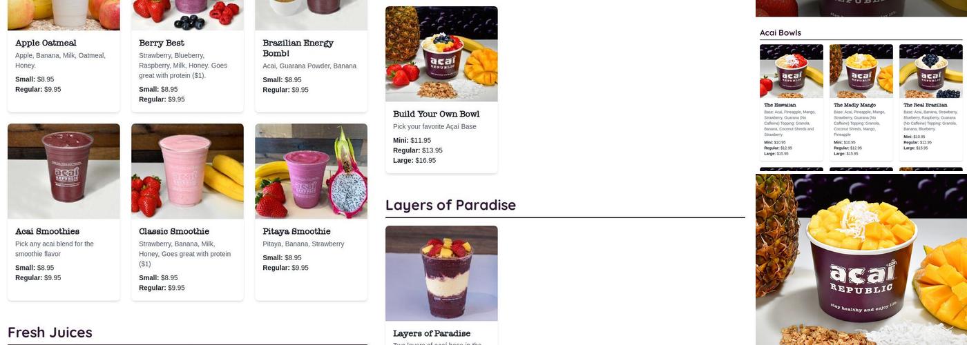 Acai Republic Menu