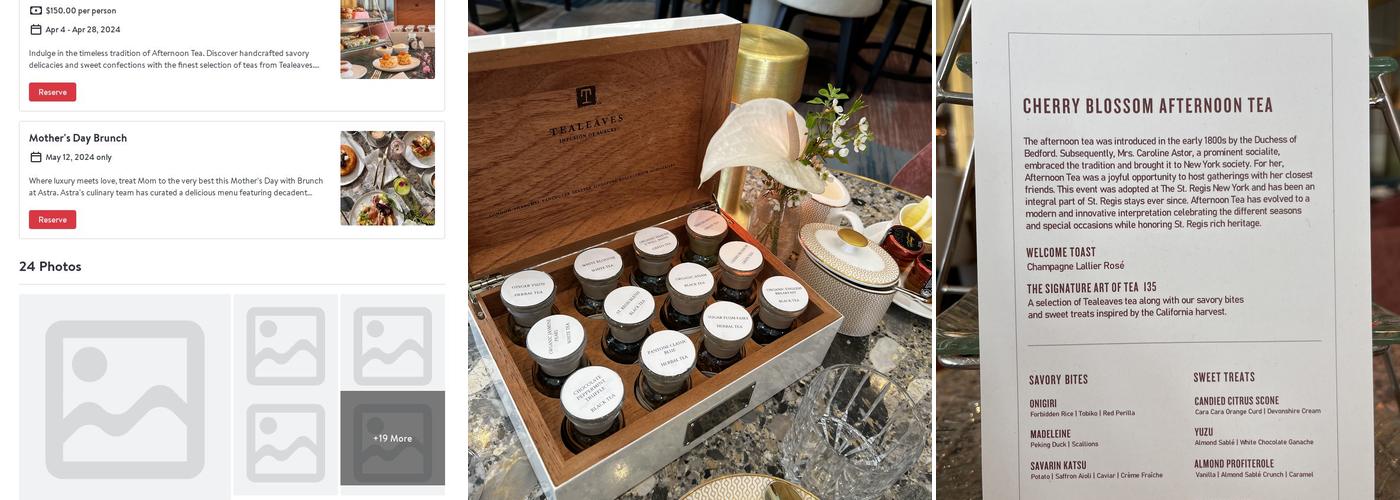 Astra at The St. Regis San Francisco Menu