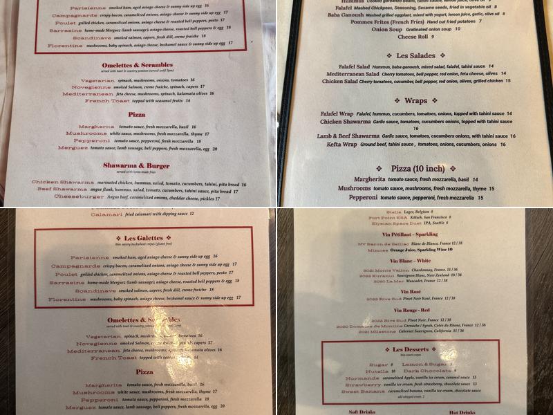 La Sarrasine Menu