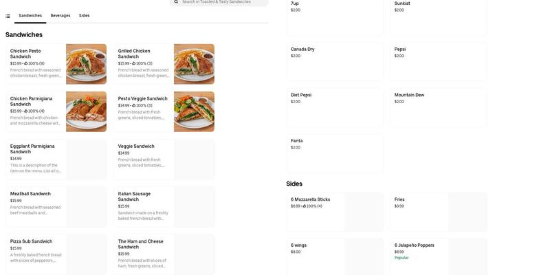 Toasted & Tasty Sandwiches Menu