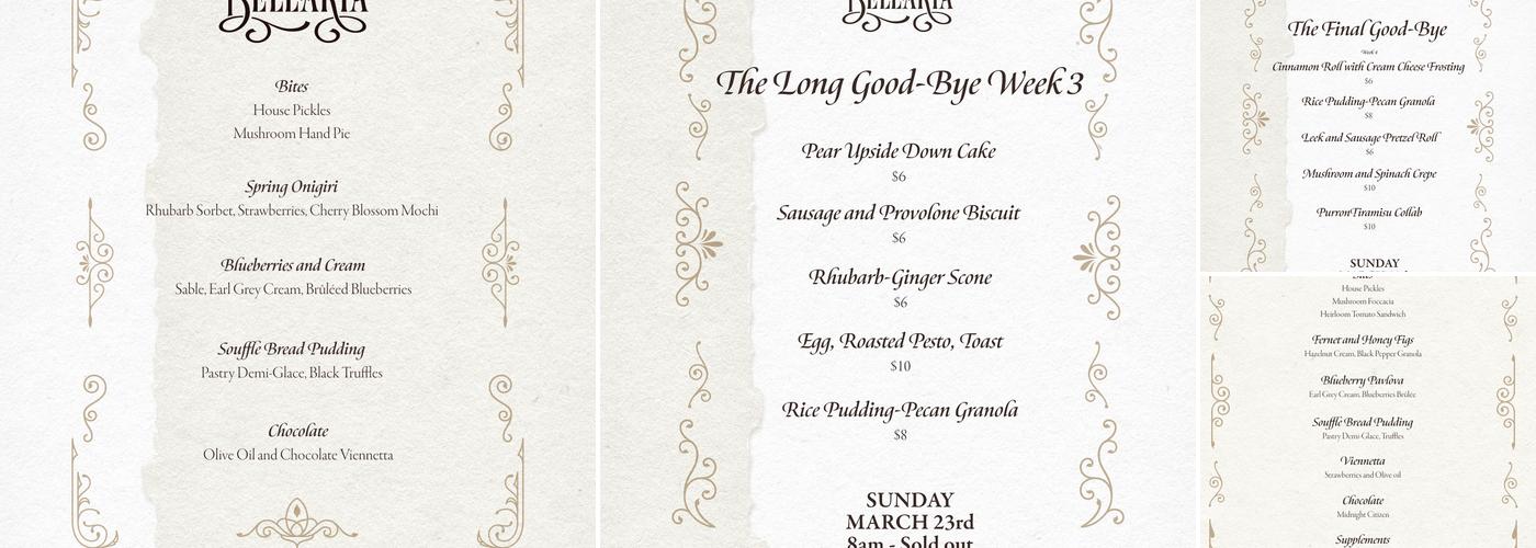 Bellaria Dessert Studio Menu