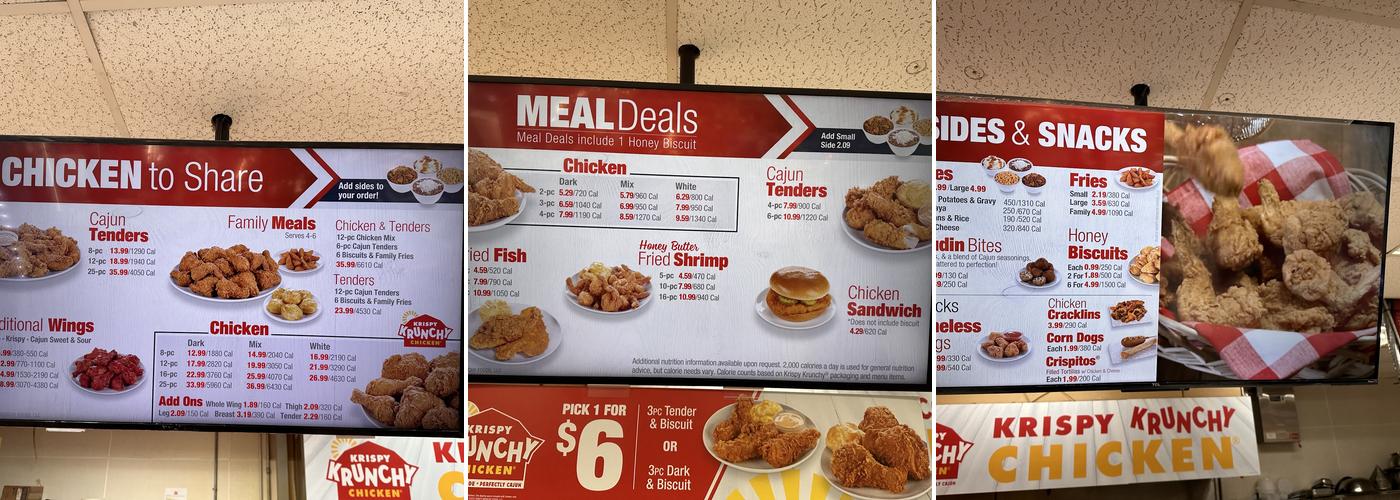 Krispy Krunchy Chicken Menu