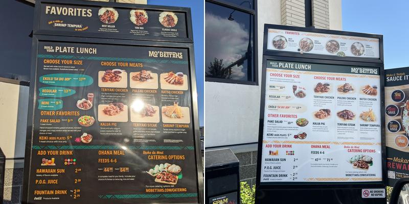 Mo' Bettahs Hawaiian Style Food Menu