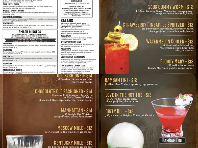 Junction 35 Spirits- Tanger Menu