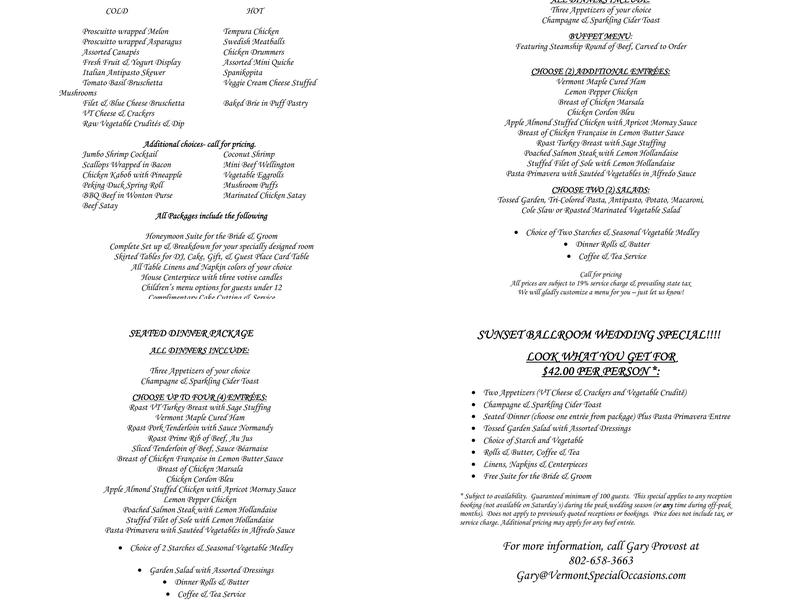 Waterfront Catering Group Menu