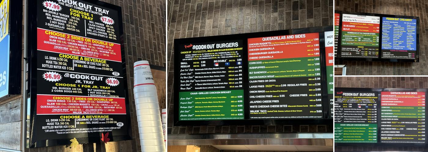 Cook Out Menu