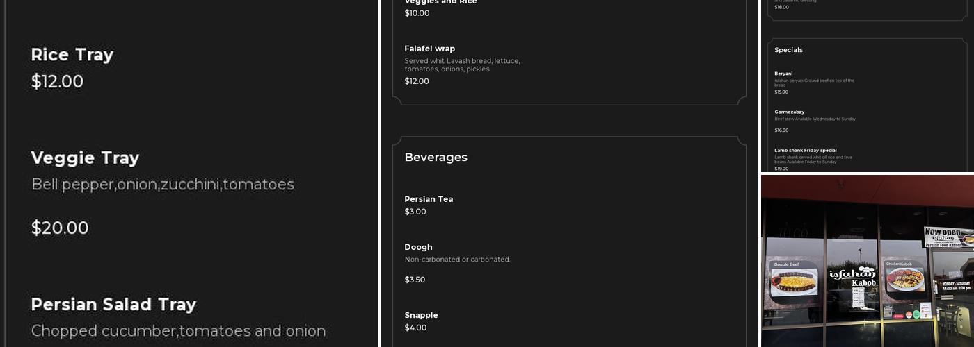 Isfahan kabob #2 Sunnyvale Menu